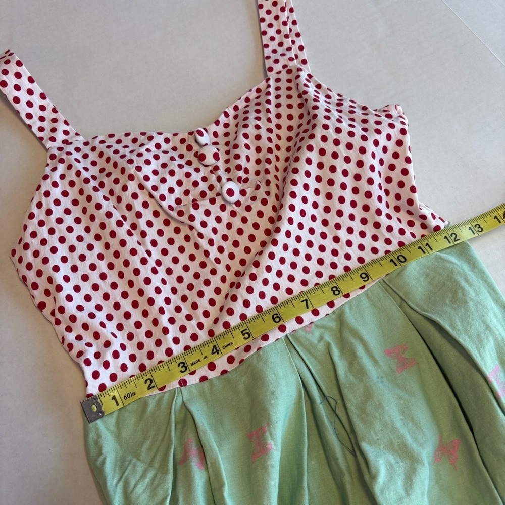Retro Pin Up Rockabilly Polka Dot Dress Novelty Skirt Bicycles Medium 6 - Picture 13 of 15